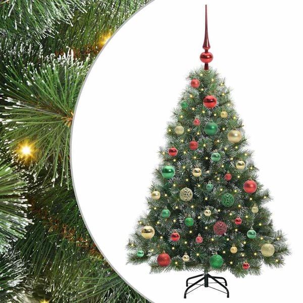 vidaXL K&uuml;nstlicher Weihnachtsbaum mit 150 LEDs Gr&uuml;n 120 cm PE und PVC