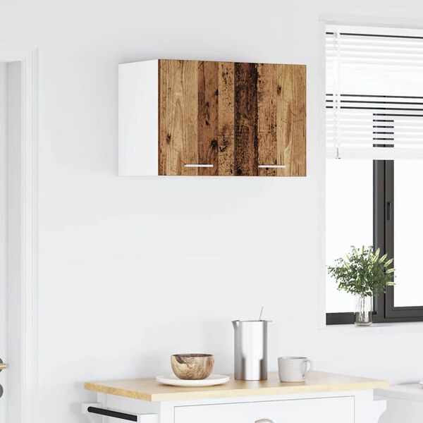 vidaXL H&auml;ngeschrank mit T&uuml;r 2 pcs Altes Holz und Wei&szlig; 30 x 31 x 40 cm