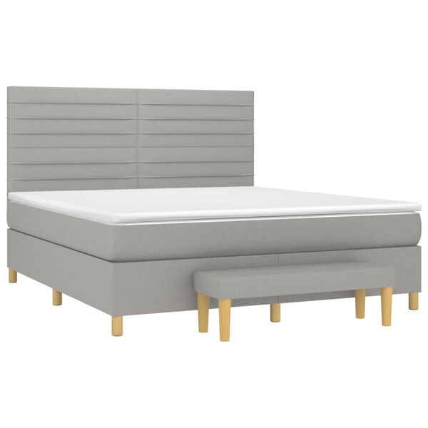 vidaXL Boxspringbett mit Matratze Hellgrau 180x200 cm Stoff