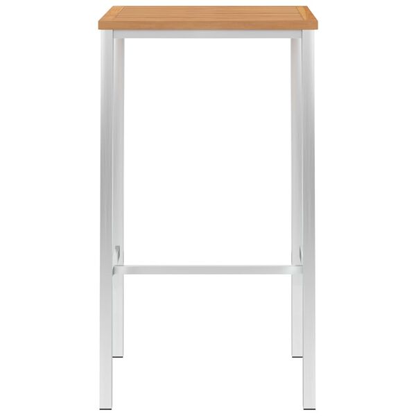 vidaXL Bartisch 60x60x105 cm Massivholz Teak und Edelstahl
