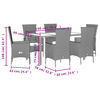 vidaXL 7-tlg. Garten-Essgruppe mit Kissen Beige Poly Rattan