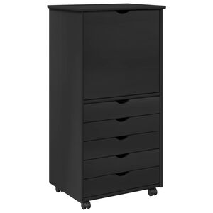 vidaXL Rollschrank 53 x 39 x 103 cm Massivholz Kiefer Schwarz