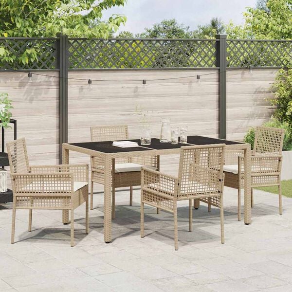 vidaXL Garten Essgruppe 5 pcs Beige Poly-Rattan