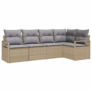 vidaXL Gartensofa-set mit Kissen 5 pcs Beige und Hellgrau Poly-Rattan