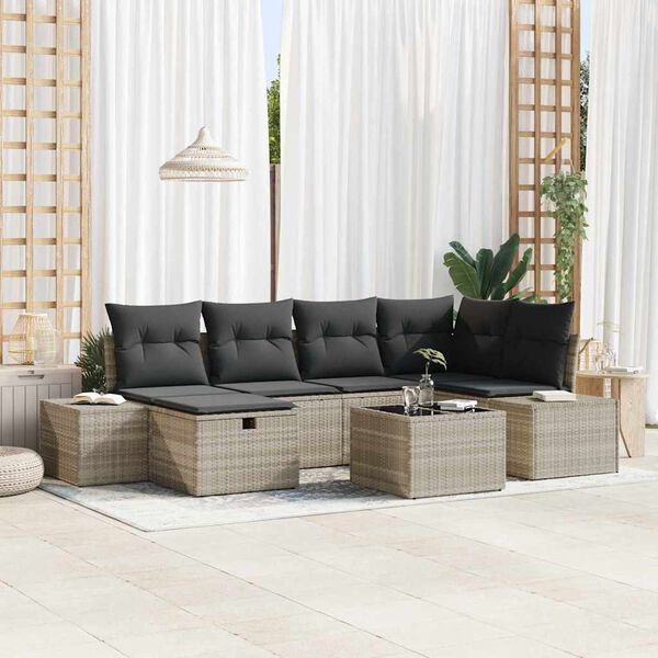 vidaXL Sofa Set mit Kissen 6 pcs Poly-Rattan