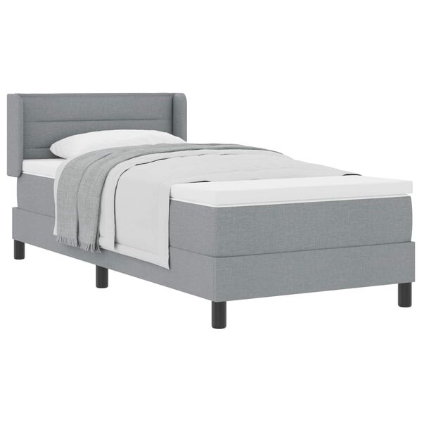 vidaXL Boxspringbett mit Matratze Hellgrau 190 x 90 cm Stoff