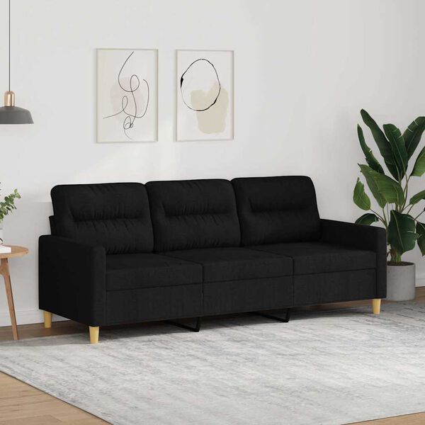 vidaXL 3-Sitzer-Sofa Schwarz 180 cm Stoff