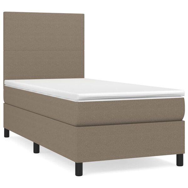 vidaXL Boxspringbett mit Matratze Taupe 90x190 cm Stoff