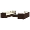 vidaXL 8-tlg. Garten-Lounge-Set mit Kissen Poly Rattan Braun