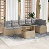 vidaXL Garten-Sofa-Set mit Kissen 7 pcs Beige und Hellgrau Poly-Rattan
