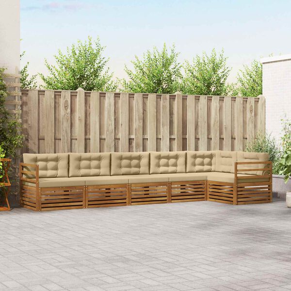 vidaXL Outdoor-Sofagarnitur mit Kissen 6 pcs Natur und Beige