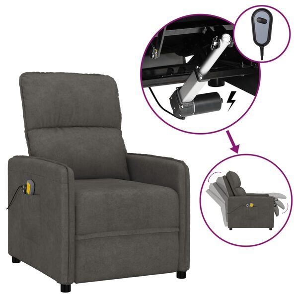 vidaXL Massagesessel Elektrisch Dunkelgrau Mikrofasergewebe