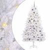 vidaXL K&uuml;nstlicher Weihnachtsbaum 210 cm PVC und Stahl Wei&szlig;