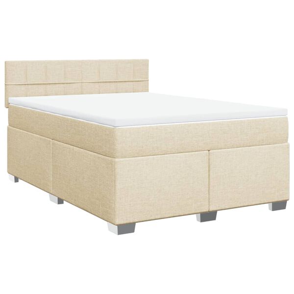 vidaXL Boxspringbett mit Matratze Creme 140x200 cm Stoff