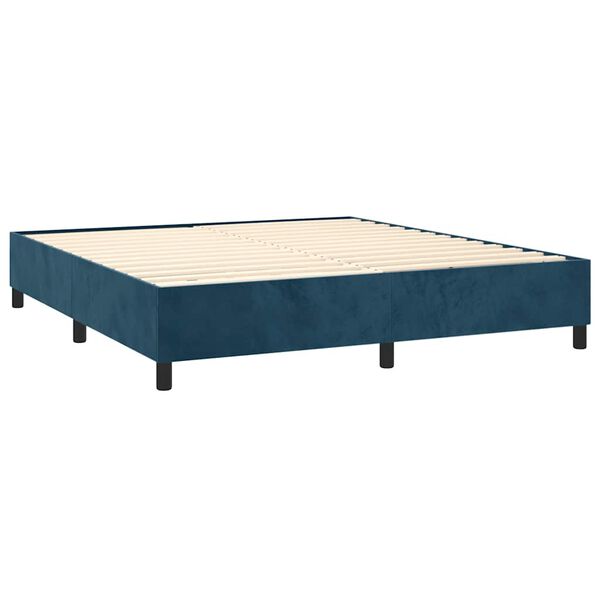 vidaXL Boxspringbett mit Matratze Dunkelblau 180x200 cm Samt