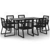 vidaXL 7-tlg. Garten-Essgruppe Schwarz PVC-Rattan