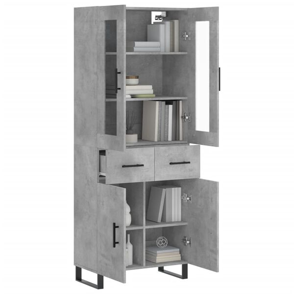 vidaXL Highboard Betongrau 69,5x34x180 cm Holzwerkstoff