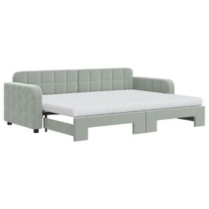 vidaXL Tagesbett Ausziehbar mit Matratzen Hellgrau 80x200 cm Samt