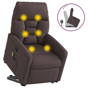 vidaXL Massagesessel mit Aufstehhilfe Dunkelbraun Stoff