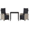vidaXL Garten Essgruppe mit Kissen 3 pcs Hellgrau Poly-Rattan