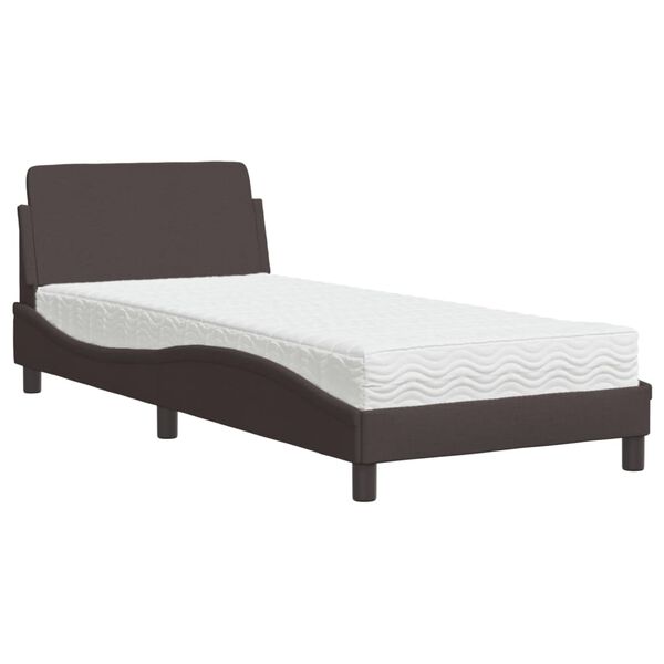 vidaXL Bett mit Matratze "Dover" Dunkelbraun 90x200 cm Stoff