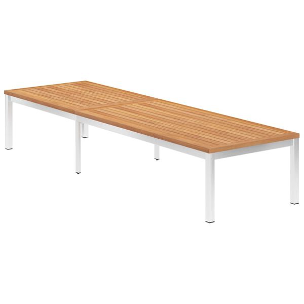 vidaXL Sonnenliege mit Auflage Teak Massivholz und Edelstahl