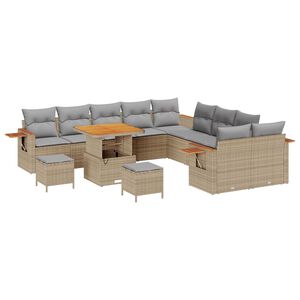 vidaXL Gartensofa-set mit Kissen 17 pcs Beige und Hellgrau Poly-Rattan