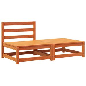 vidaXL Gartensofa ohne Armlehnen mit Fu&szlig;hocker Wachsbraun Kiefernholz