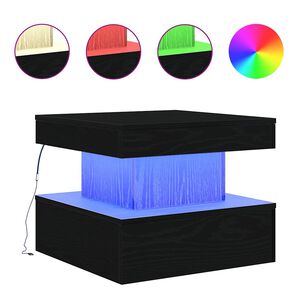 vidaXL Couchtisch mit LED-Leuchten Schwarz Eichen-Optik 50x50x40 cm