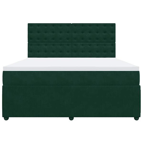 vidaXL Boxspringbett mit Matratze Dunkelgr&uuml;n 180x200 cm Samt