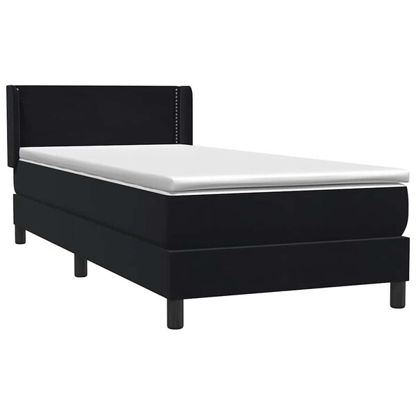 vidaXL Boxspringbett mit Matratze Schwarz 80x220 cm Samt