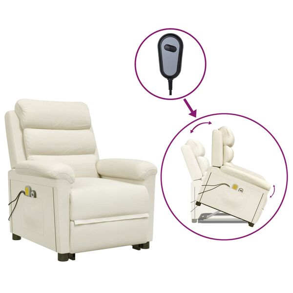 vidaXL Massagesessel mit Aufstehhilfe Creme Samt