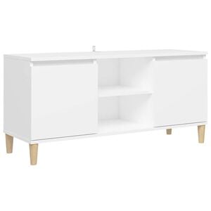 vidaXL TV-Schrank mit Massivholz-Beinen Wei&szlig; 103,5x30x50 cm