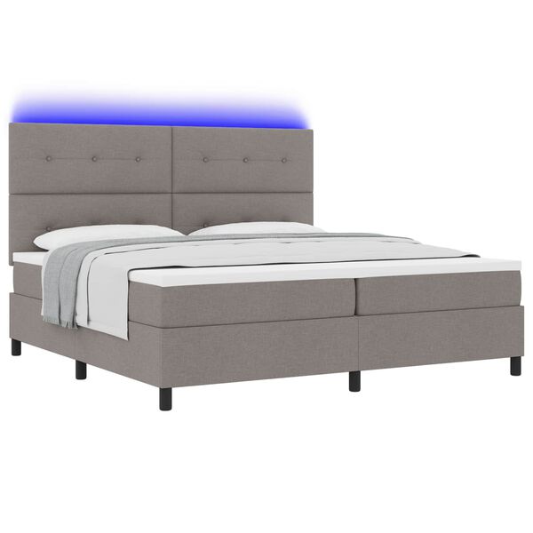 vidaXL Boxspringbett mit Matratze mit LED Taupe 200 x 200 cm Stoff