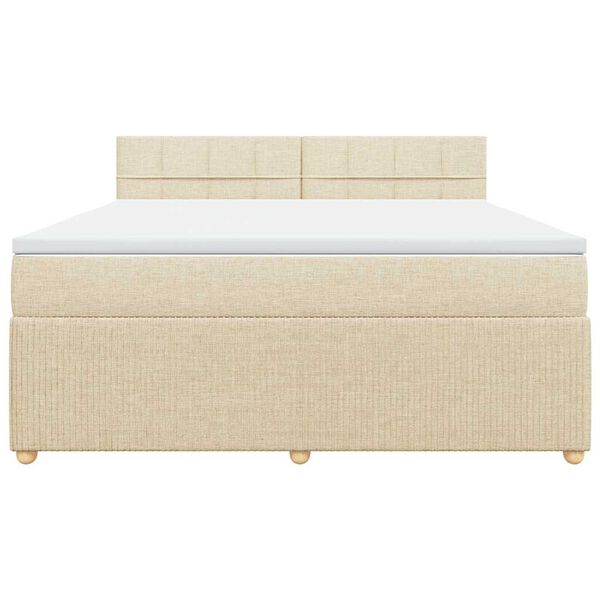 vidaXL Boxspringbett mit Matratze Creme 180x200 cm Stoff