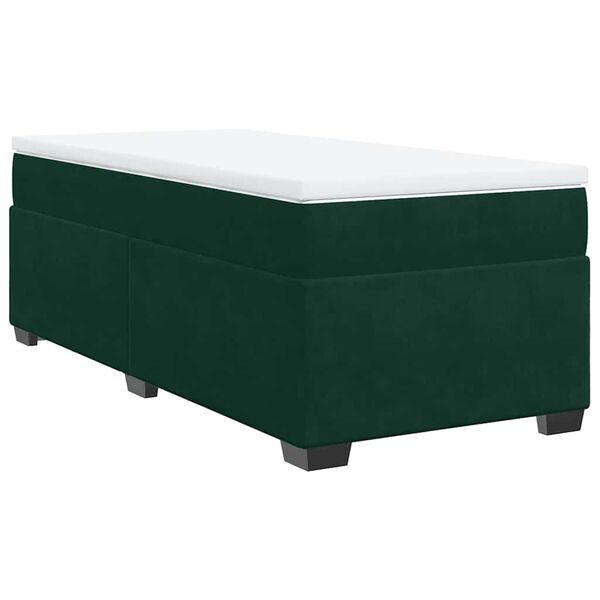 vidaXL Boxspringbett mit Matratze Dunkelgr&uuml;n 90x190 cm Samt