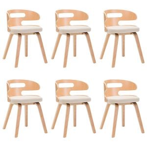 vidaXL Esszimmerstühle 6 Stk. Creme Bugholz und Kunstleder