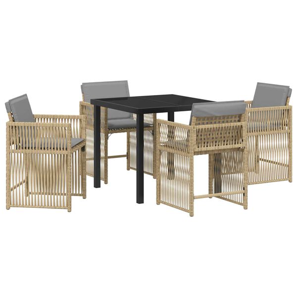 vidaXL Garten Essgruppe 5 pcs Beige Poly-Rattan