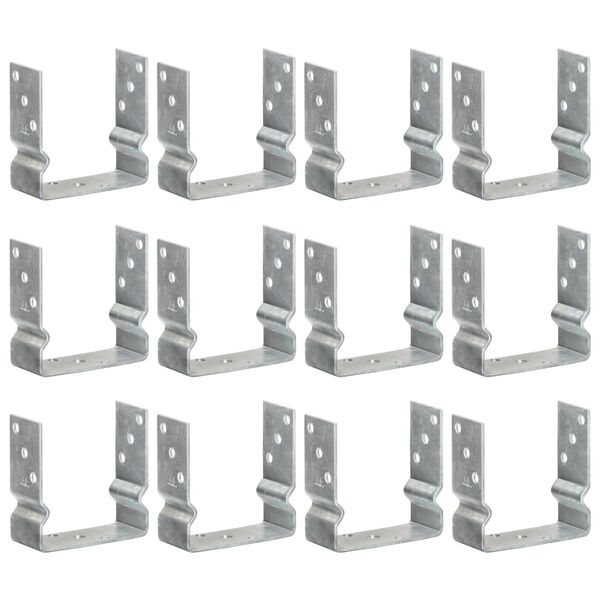 vidaXL Pfostentr&auml;ger 12 Stk. Silbern 14&times;6&times;15 cm Verzinkter Stahl