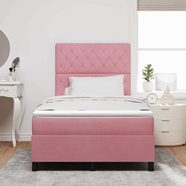 vidaXL Boxspringbett mit Matratze mit Kopfteil Rosa 120 x 190 cm Stoff