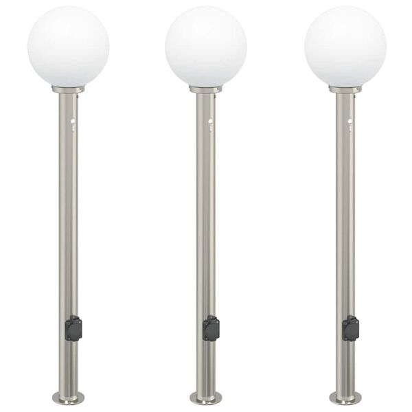 vidaXL Pollerleuchten mit Sensor&Steckdose 3 Stk. 120 cm Edelstahl IP44