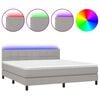 vidaXL Boxspringbett mit Matratze & LED Hellgrau 160x200 cm Stoff