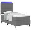 vidaXL LED Boxspringbett Hellgrau und Wei&szlig; 90 x 190 cm Cordstoff