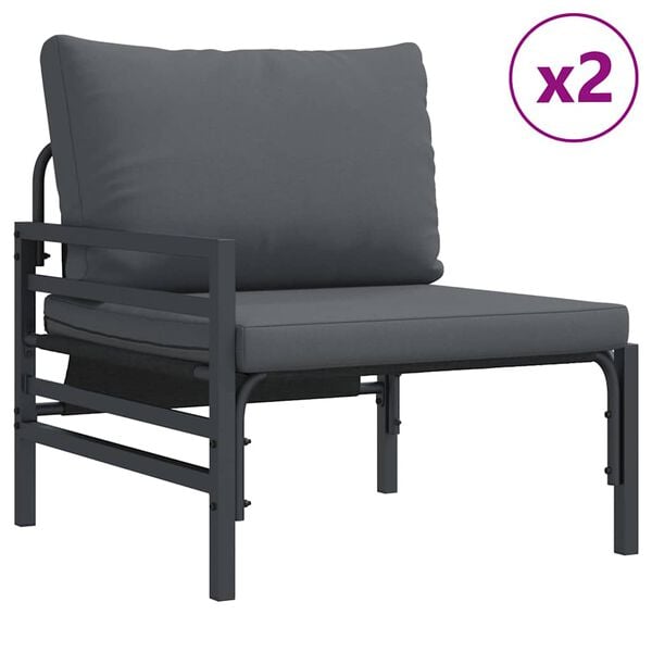 vidaXL Garten-Sofa-Set mit Kissen 9 pcs Anthrazit Stahl
