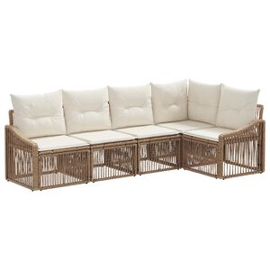 vidaXL Gartensofa-set 5 stk. Beige Poly-Rattan