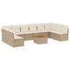 vidaXL 11-tlg. Garten-Sofagarnitur mit Kissen Beige Poly Rattan