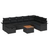 vidaXL Gartensofa-set mit Kissen 9 pcs Schwarz Poly Rattan
