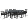 vidaXL Garten Essgruppe 9 pcs Schwarz Poly-Rattan