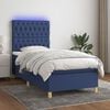 vidaXL Boxspringbett mit Matratze & LED Blau 100x200 cm Stoff
