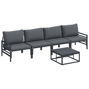 vidaXL Gartensofa-set 5 stk. Schwarz Stahl